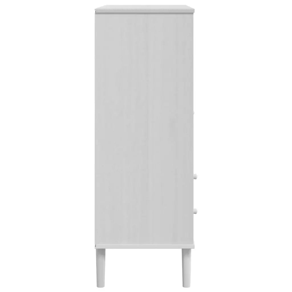 Credenza-Buffet-Armadio da cucina SENJA Aspetto Rattan Bianco 90x40x112cm Massello Pino 126349