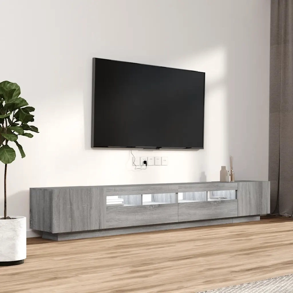 Set Mobili TV 3 pz con Luci LED-Set di 3 Credenza per TV Grigio Sonoma Legno Multistrato 158325