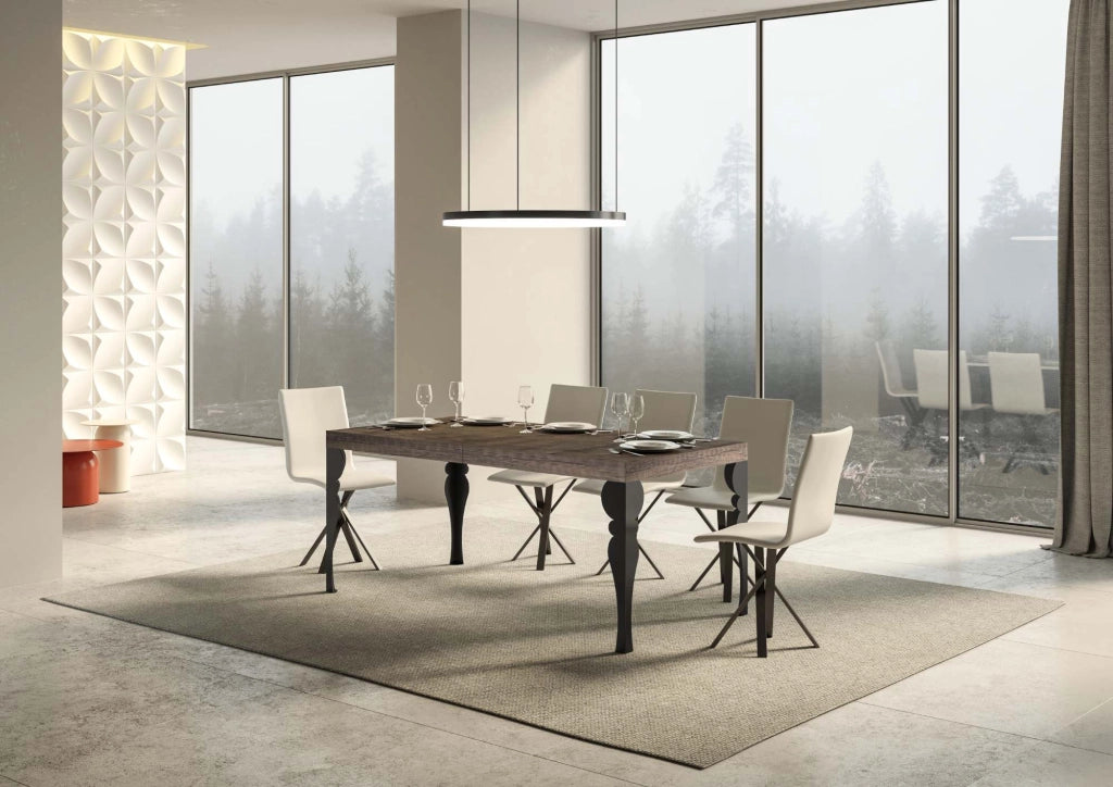 Tavolo allungabile 90x160/264 cm Paxor Noce telaio Antracite