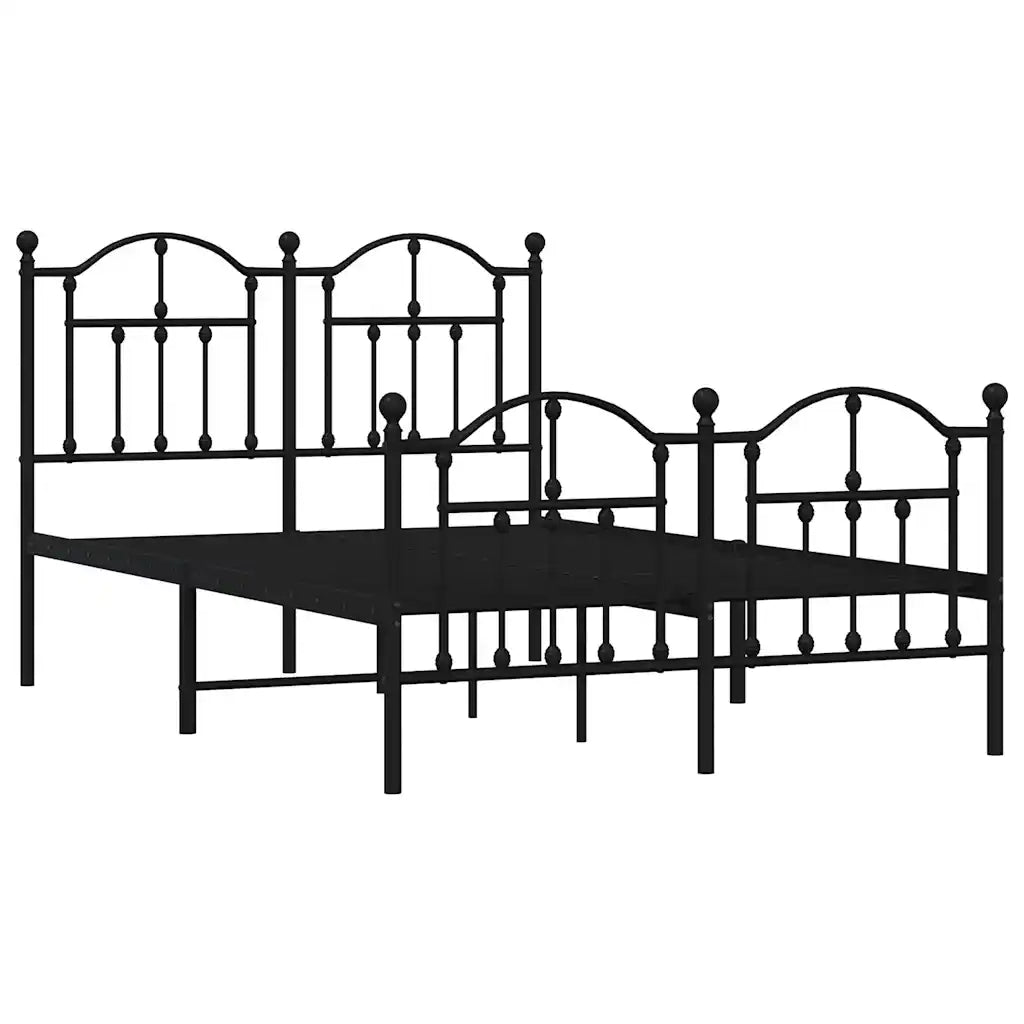 Letto matrimoniale | Letto per adulti | Giroletto con Testiera e Pediera Metallo Nero 120x200 cm