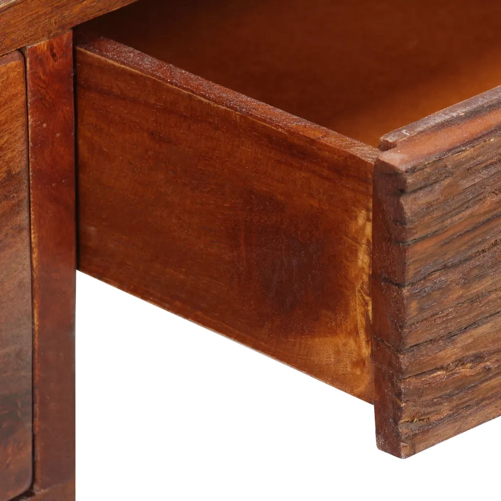 Scrivania Legno Massello di Sheesham e Vera Pelle 117x50x76 cm cod mxl 66911