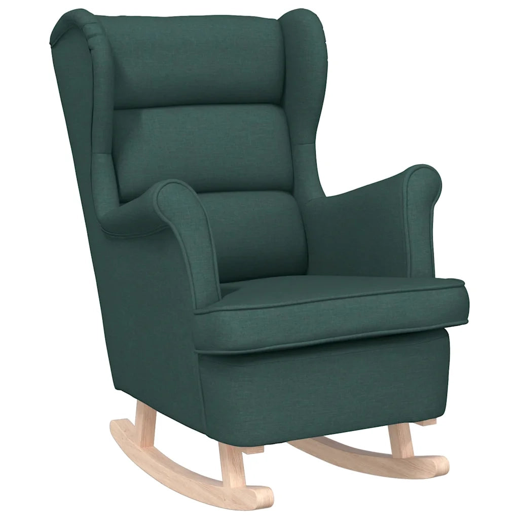 Poltrona | Sedia a Dondolo Verde Scuro 74x90x102 cm in Tessuto
