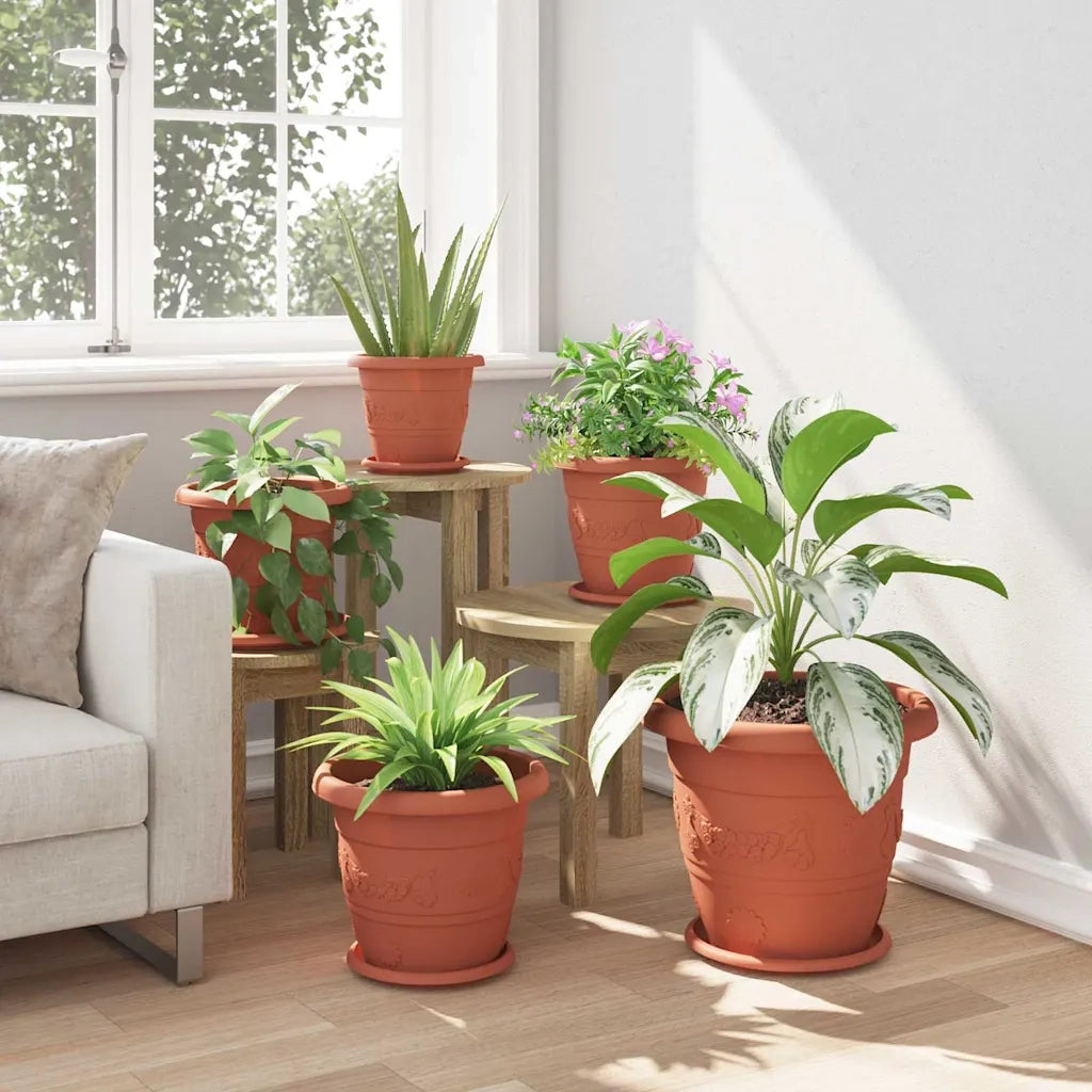 Fioriere | Cassetta per fiori | Vaso Rotondo per Fiori 24 pz Rosso Mattone ? 30 x 25 cm