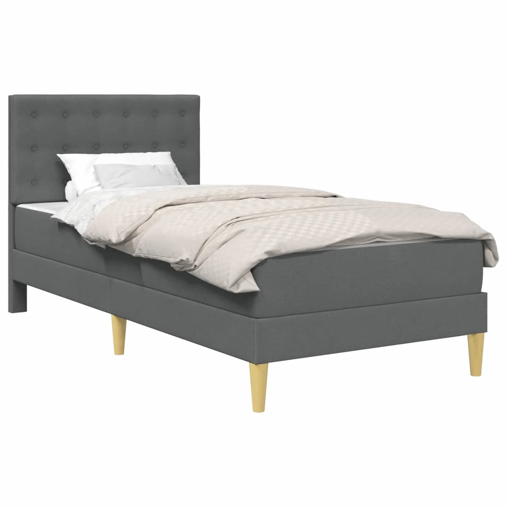 Letto singolo | Letto per adulti | Struttura letto con materasso Grigio scuro 80 x 200 cm Tessuto