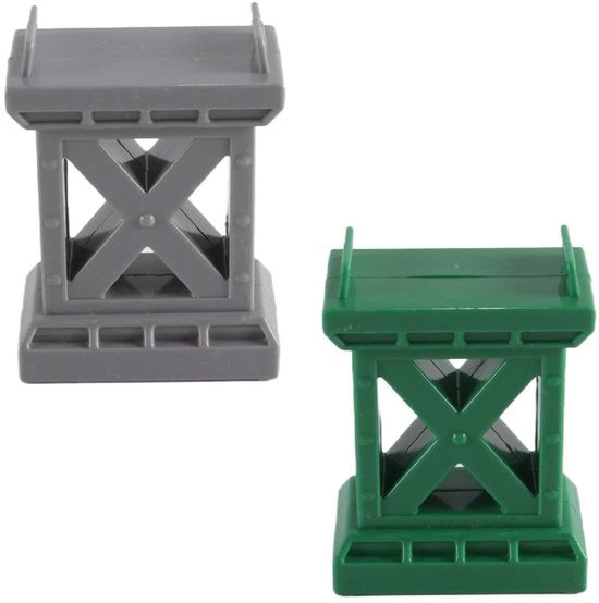 Accessori ferroviari per sistemi di treni in legno - Ponti ferroviari in plastica - 10 pezzi - Elementi di supporto - Accessori ferroviari - Dimensioni: 6,4 x 5 x 3 cm