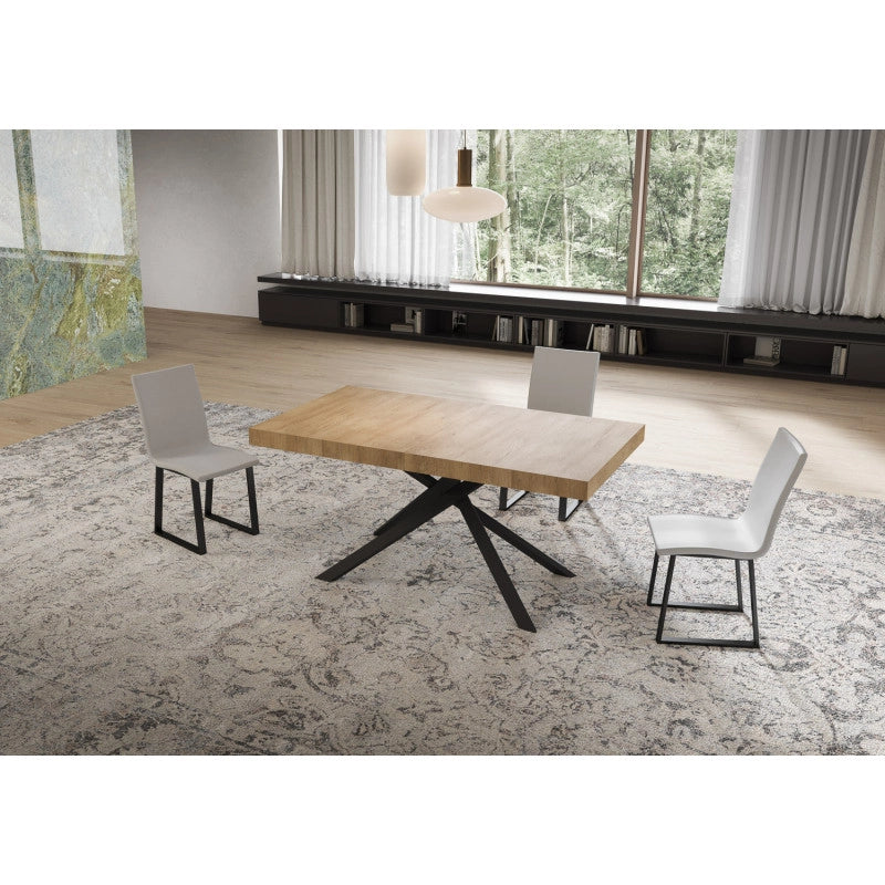 Tavolo allungabile 160/244x80 cm Niket telaio Antracite - Noce