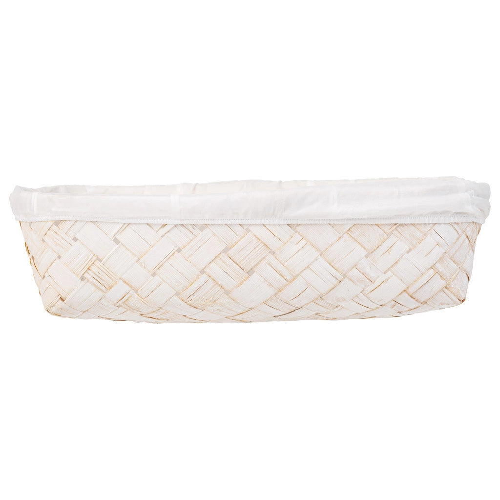 Vassoio in bambù foderato bianco 36x24x8h
