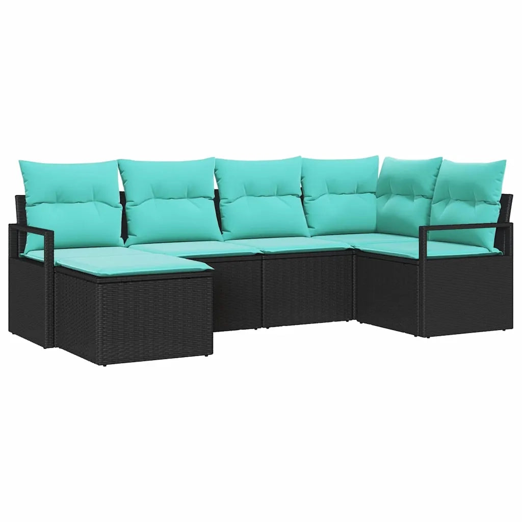 Set di divani con cuscino 6 pcs Nero polyrattan 3346456