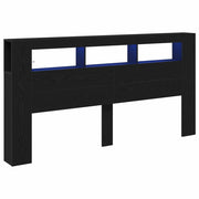 Testiera | Testata LED con lo scaffale Rovere Nero 200 x 18,5 x 103,5 cm
