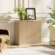 Sideboard a 2 ante con frontale scanalato; 80x40x80 cm; in MDF effetto rovere