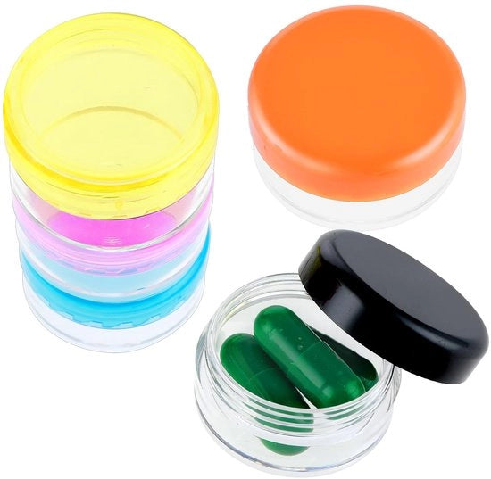 Contenitore di Medicinali Portatile Miniatura - Organizzatore di Pillola - Mini Contenitore di Pillola - Materiale BPA- Libero - Contenitore di Opzione Compacto - Copertura Translucida