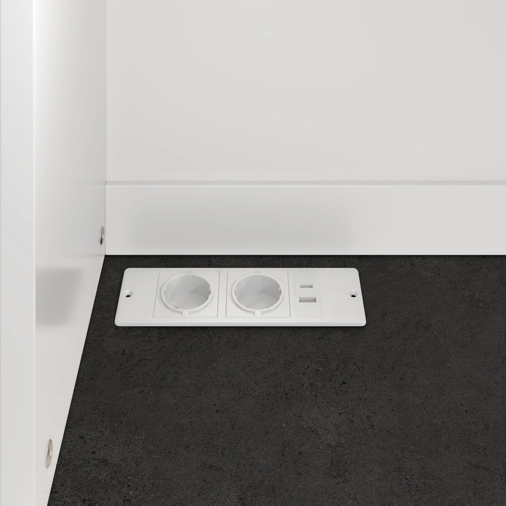 MADIA 120x40x180 cm Bianco con prese, USB-A, USB-C e LED