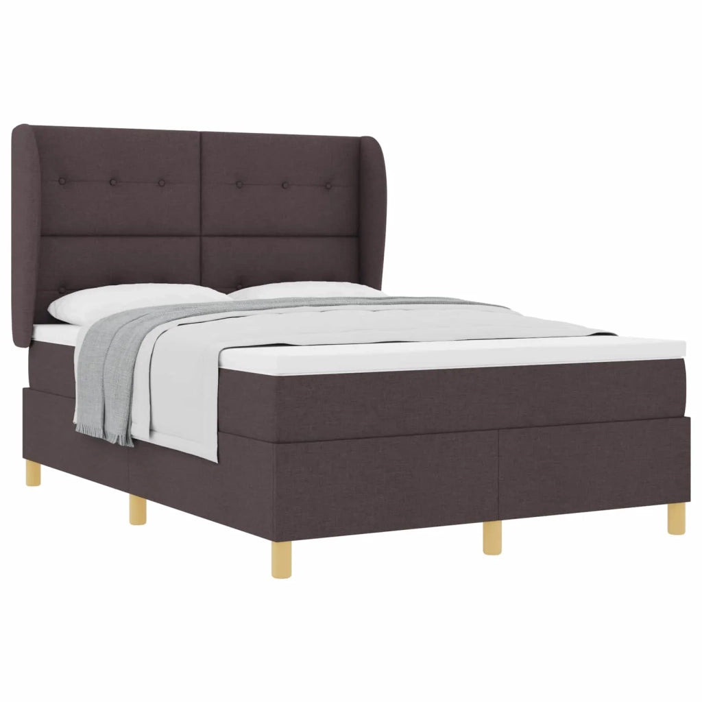 Letto a molle con materasso Marrone Scuro 190 x 140 cm Tessuto 3340749