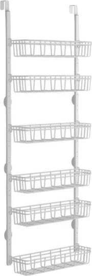 Organizzatore Appeso alla Porta - Raccordo Porta Metallico - 6 Livelli & 2 Ganci - Deposito Casa - Bianco
