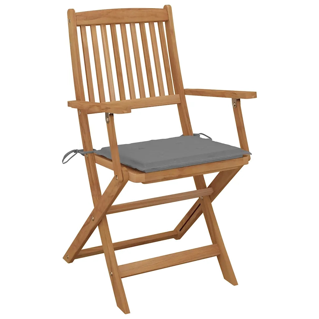 Sedie da Giardino Pieghevoli 8 pz con Cuscini Massello Acacia 3075086