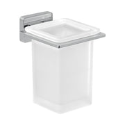 PORTA SPAZZOLINI DA PARETE IN ACCIAIO INOX E VETRO MODELLO ATENA - DIM. CM (LXPXH): 8,1X10X10,7  - CROMATO  - GDY