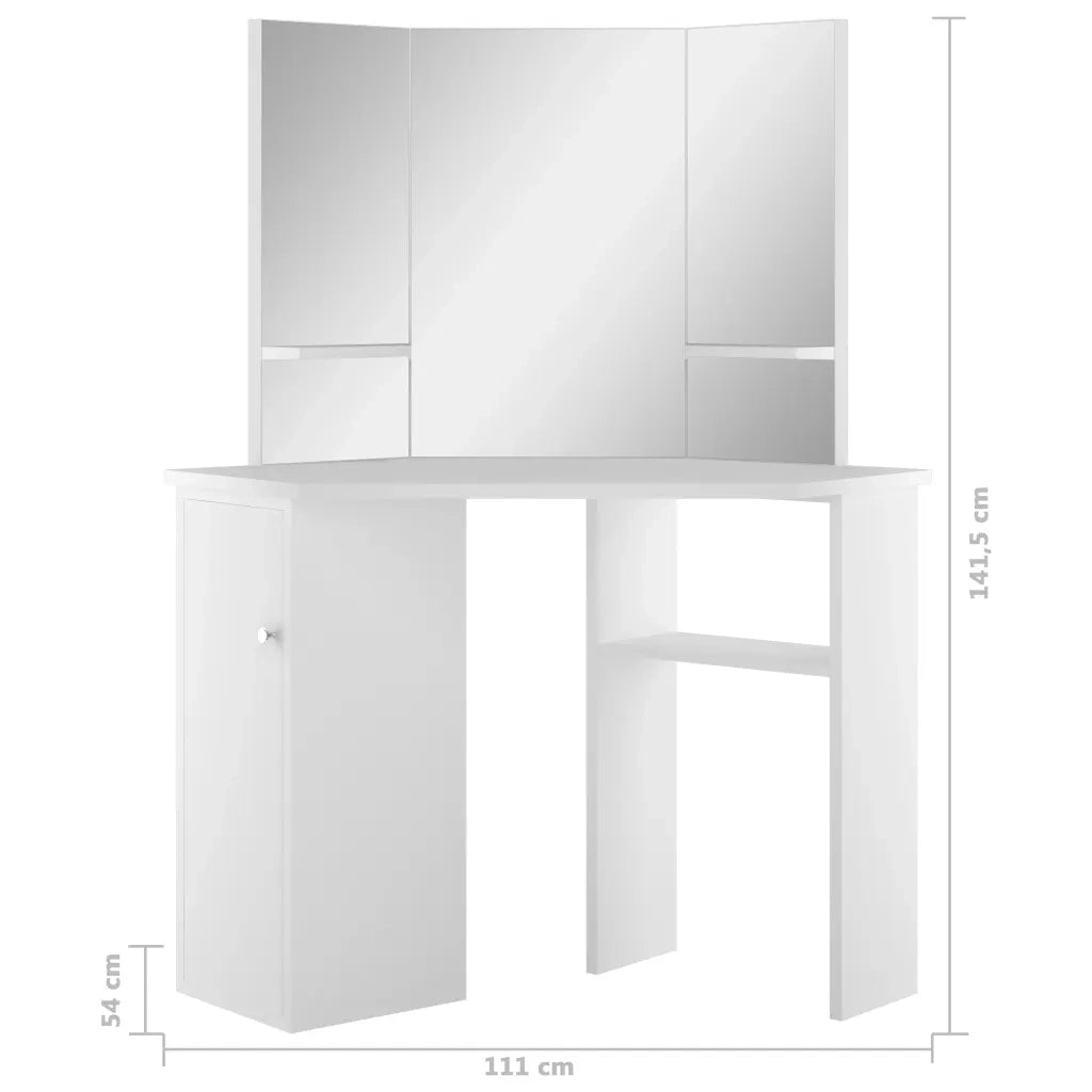 Toeletta | Tavolo da Trucco Tavolino da Trucco ad Angolo Bianco