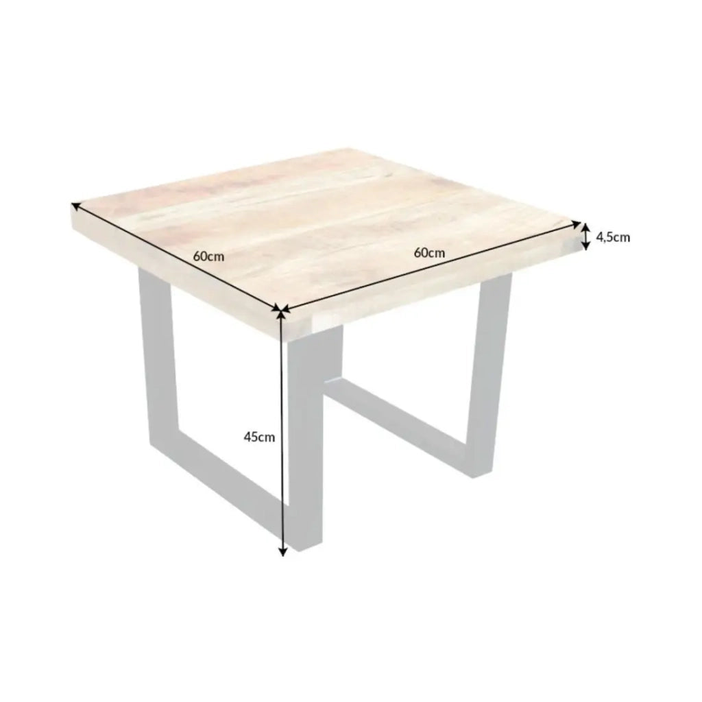 Tavolino LODEN 60 cm in legno massiccio di mango e metallo nero – stile industriale