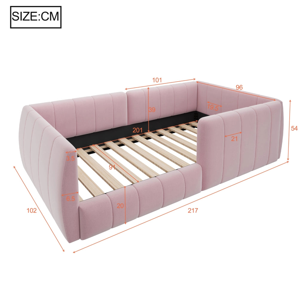 letto a piattaforma imbottito mdf rosa 90 x 200 cm