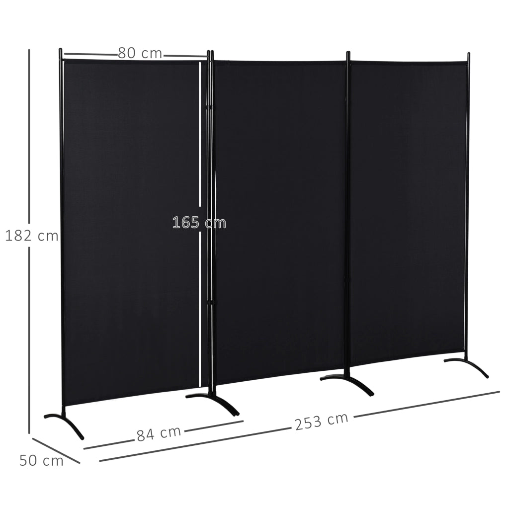 Biombo Separatore 3 Pannelli ¨C zephmum ¨C Nero 253x50x182 cm