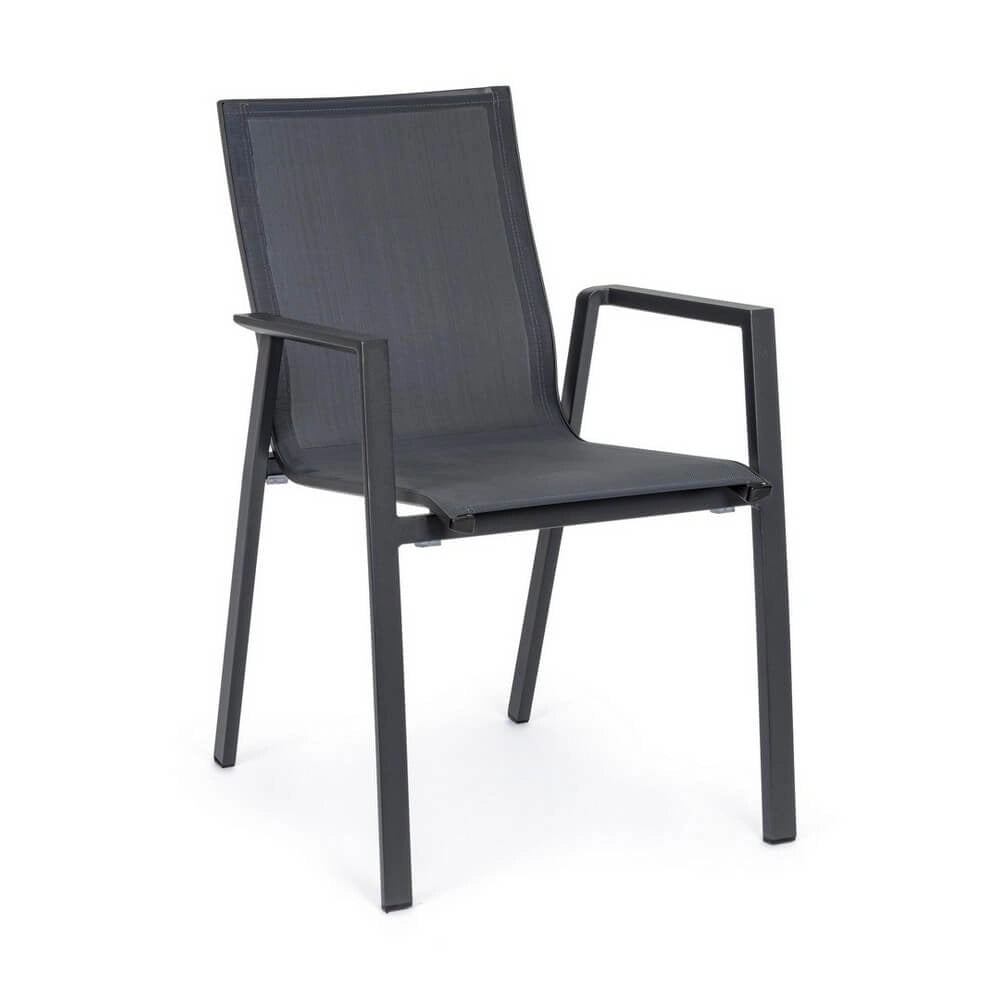 Set di 4 Sedie da Esterno con Braccioli in Alluminio e Textilene - SOLIDITY
