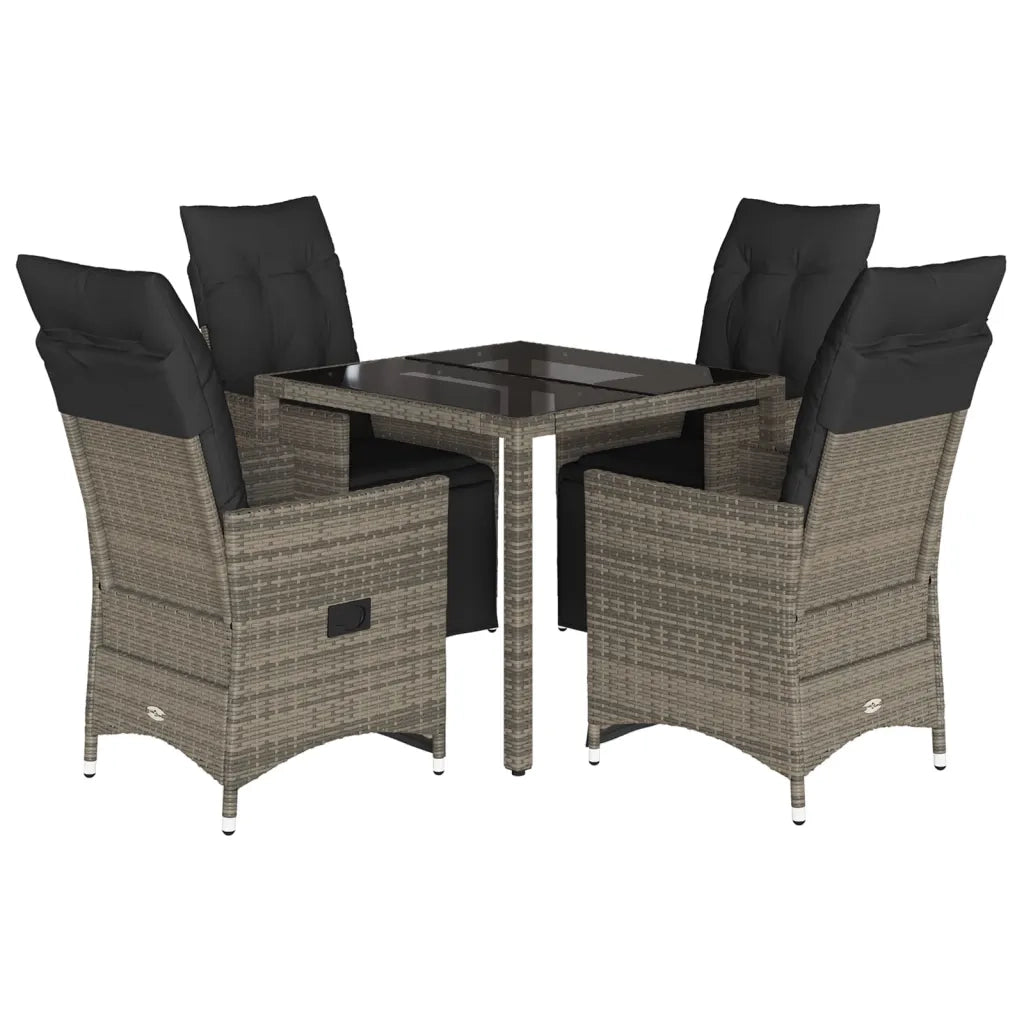 Set Bistrò da Giardino 5 pz con Cuscini in Polyrattan Grigio 3276894
