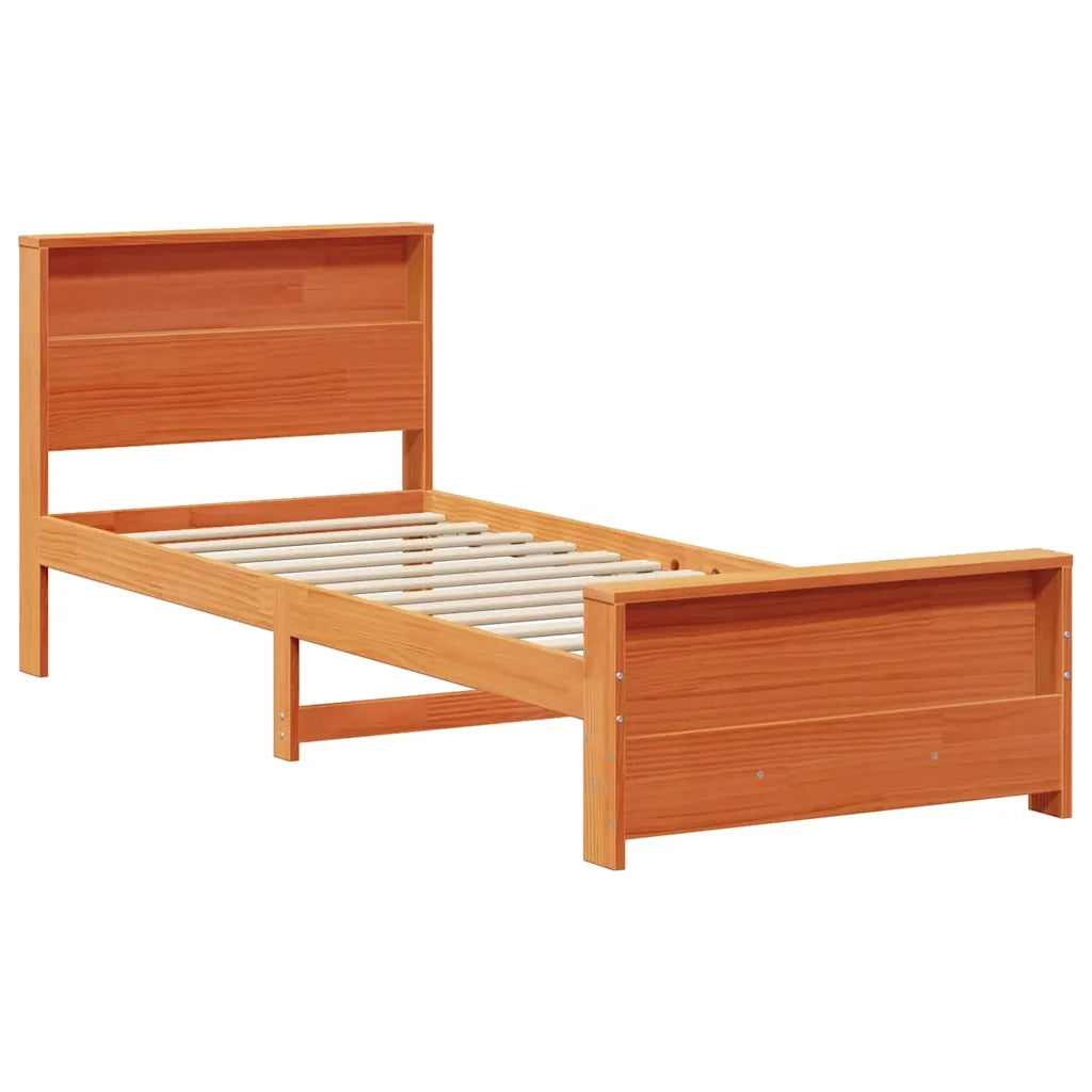 Letto singolo | Letto per adulti | Struttura del letto con testiera Marrone cerato 80 x 200 cm