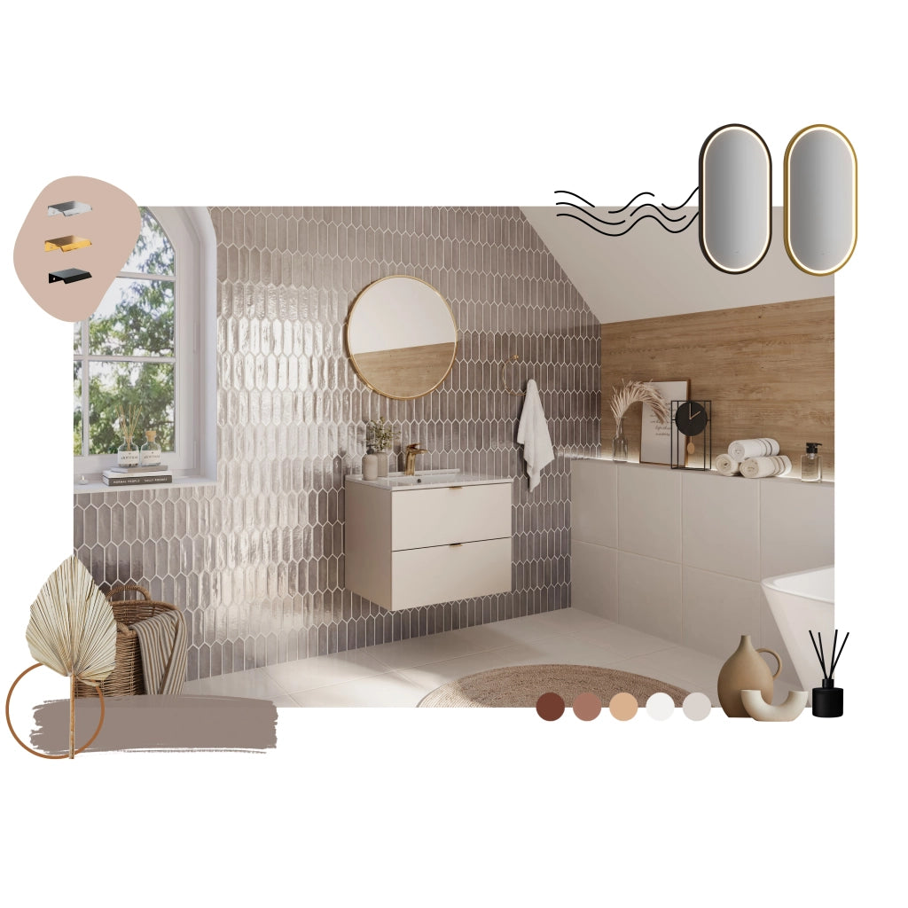 Set mobili bagno 60 cm con lavabo per mobile Lava Dalia Cashmere 60 cm