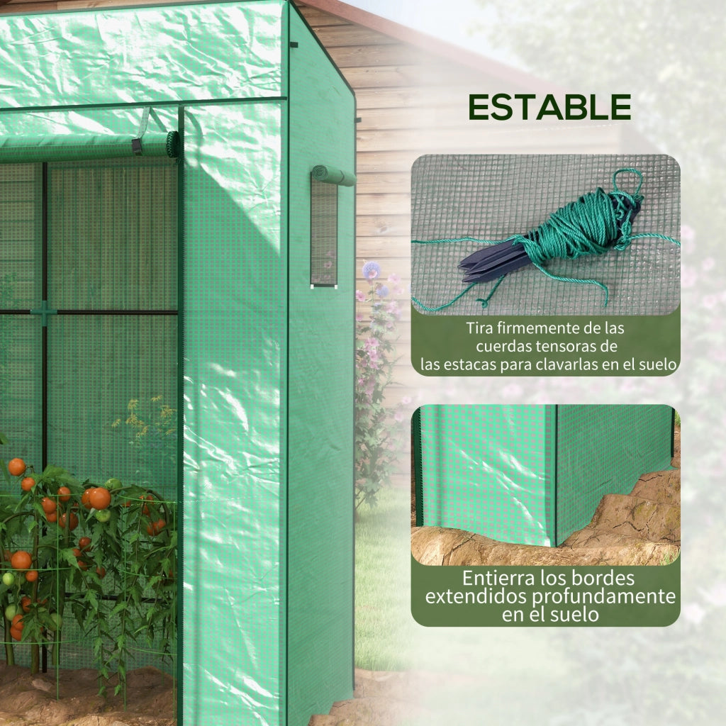 Serra da Esterno con Finestre a Rete e Porta a Cerniera ¨C zephmum ¨C Verde 196x77x197 cm