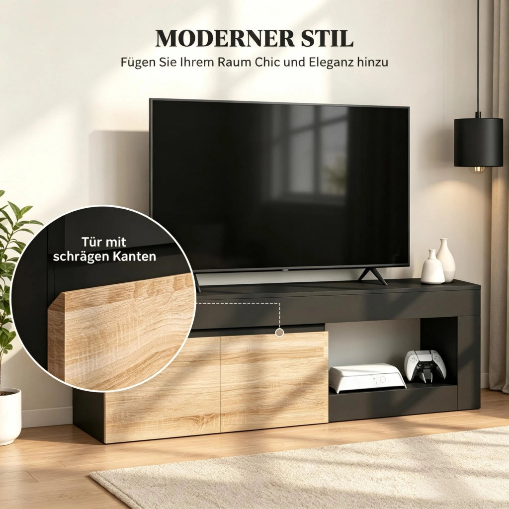 Mobile porta TV con 2 ante, adatto a televisori fino a 60 pollici, vano contenitore e ripiano a giorno (solo mobile porta TV)