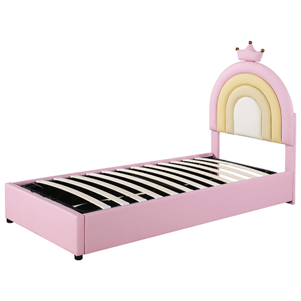 Letto a baldacchino per bambini - Xylo - 90x200 cm - Rosa - Testiera regolabile in altezza