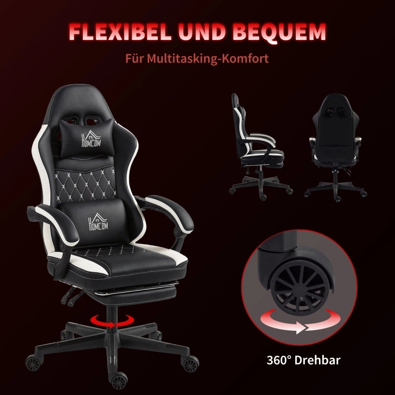 SEDIA DA GAMING Reclinabile 64x65x118-128 cm Poliestere Nero con poggiapiedi