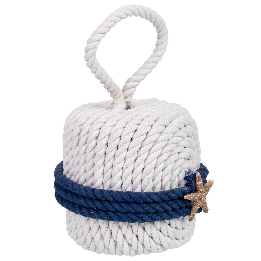 Fermaporta in cotone con stella bianca, 14x14x23h cm