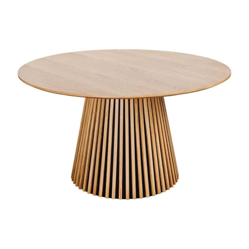 Tavolo da pranzo KANOVA 120 cm – Piano rotondo in rovere chiaro e piede centrale design – Stile contemporaneo