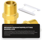Fitting aereo 3/4" x 3/4" - Materiale: rame - Connessione maschio/maschio - Tipo di connessione: a sei facce - Fitting di connessione - Qualità elevata - Viti a fil di ferro liscio - Fitting di tubo
