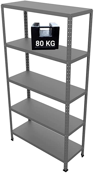 SCAFFALE IN METALLO GRIGIO ETTORE KIT BULLONI 100 X 40 X H 187 CM 5 RIPIANI