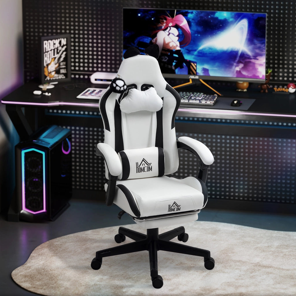 Sedia da Gaming Reclinabile con Poggiapiedi e Schienale Regolabile ¨C zephmum ¨C Bianco