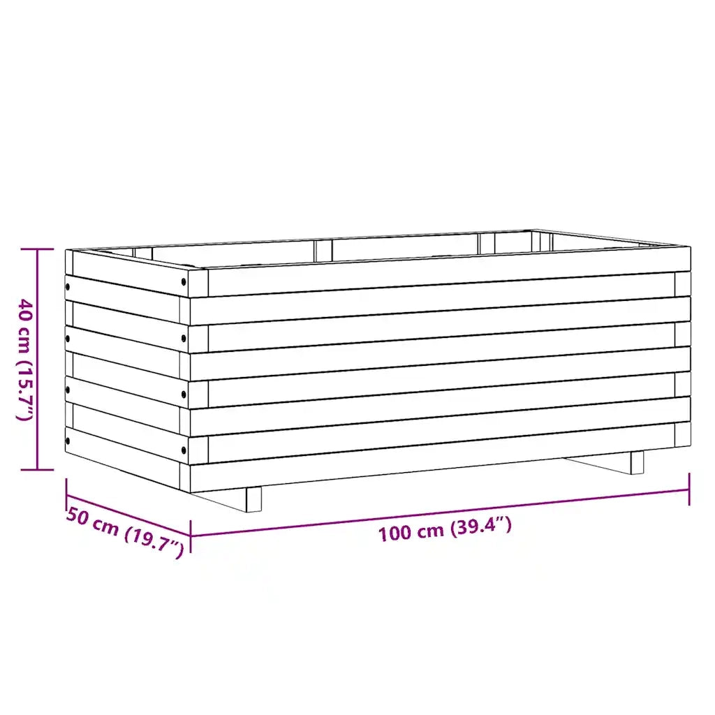 Fioriere | Cassetta per fiori | Letto Rialzato 100x50x40 cm in Legno Rettangolare