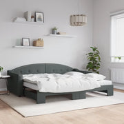 Divano Letto Estraibile Materassi Grigio Scuro 90x200cm Tessuto 3197549