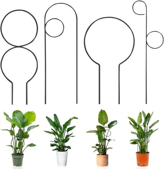 Sostegno per piante di interno e esterno - Set da 4 pezzi, nero