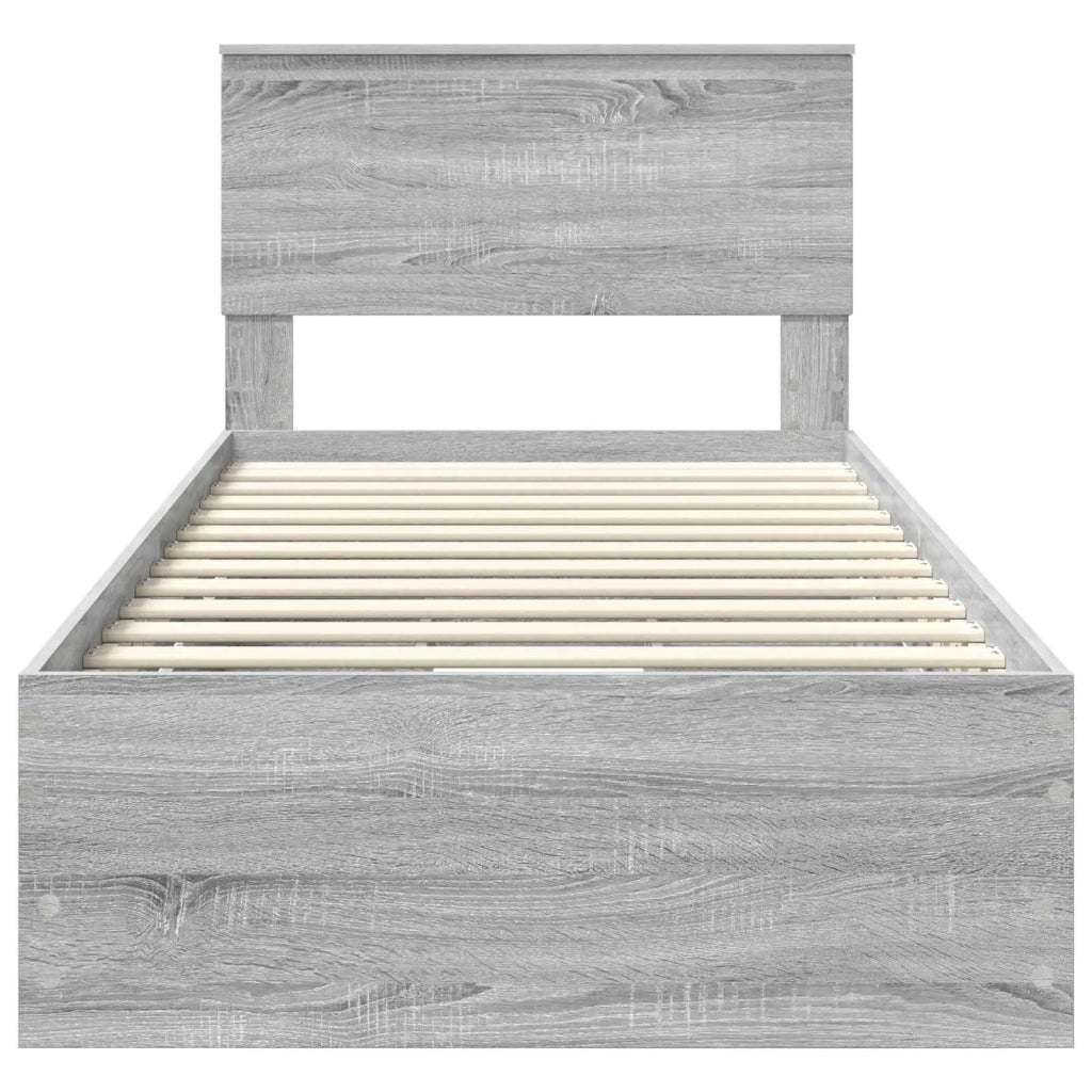 Letto singolo | Letto per adulti | Struttura del letto Grigio Sonoma Legno Ingegnerizzato