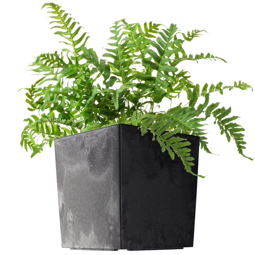 Vaso da fiori KADAX da 30 cm, copertura in plastica nera con inserto.