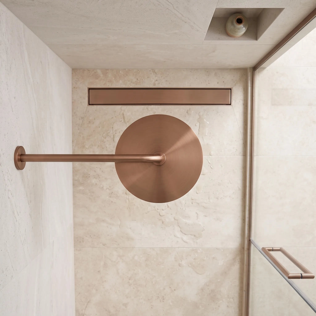 Braccio Doccia Rotondo Rea Js-9021 40cm Brush Copper