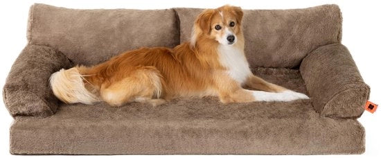 Sofa per cani ortopedico, grande, impermeabile, con imbottitura anti-stress per cuccioli, 105 x 70 x 30 cm (marrone, XL)