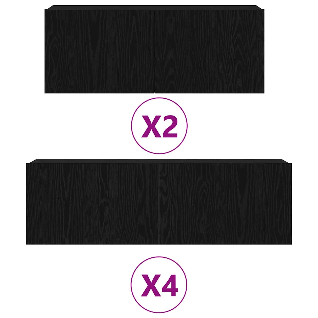 Set mobile TV Montaggio a parete Rovere Nero Legno multistrato 3333059