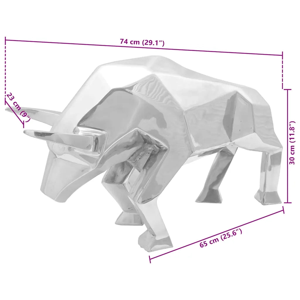 Scultura di toro Argento 74 x 23 x 30 cm Alluminio 42000144