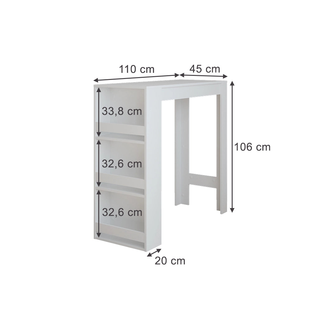 Vicco Tavolo da bar Bianco 45 x 110 cm