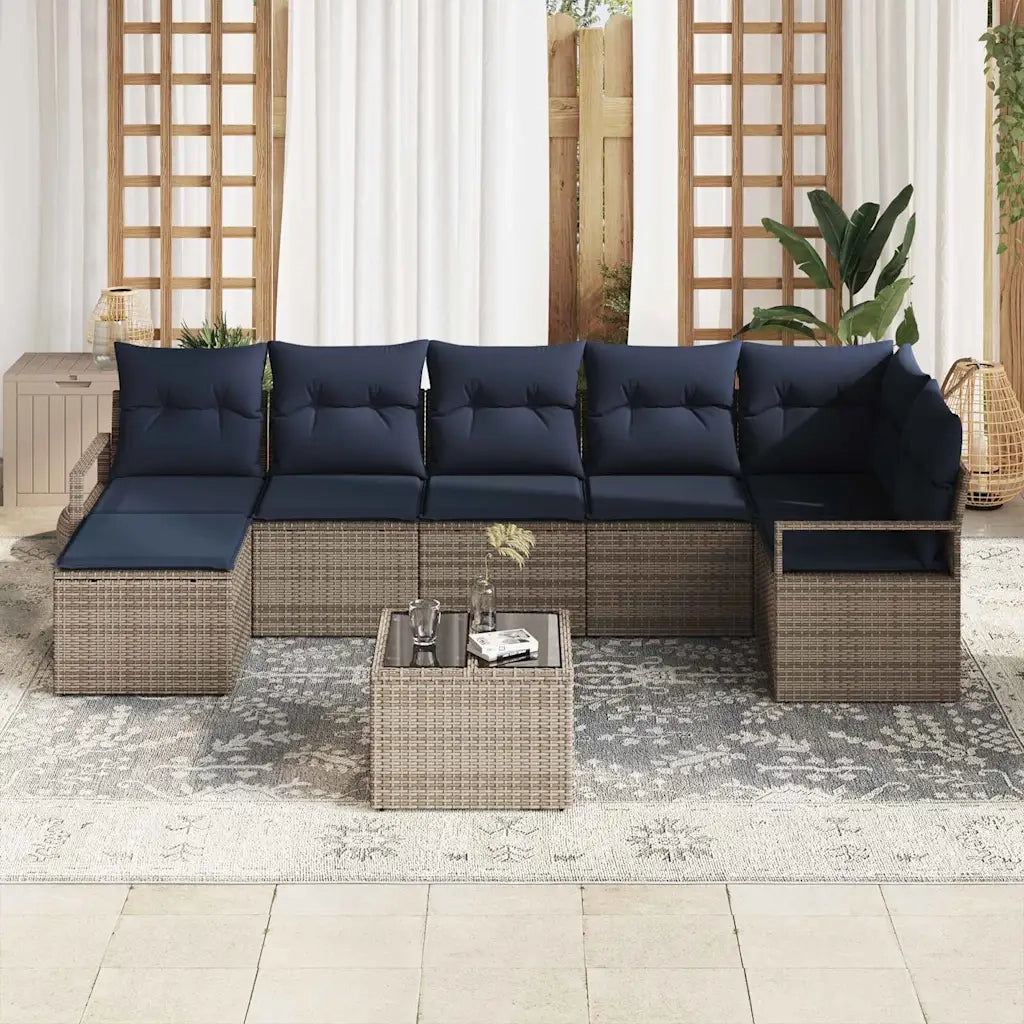 Set di divani con cuscino 8 pcs Grigio polyrattan 3346485