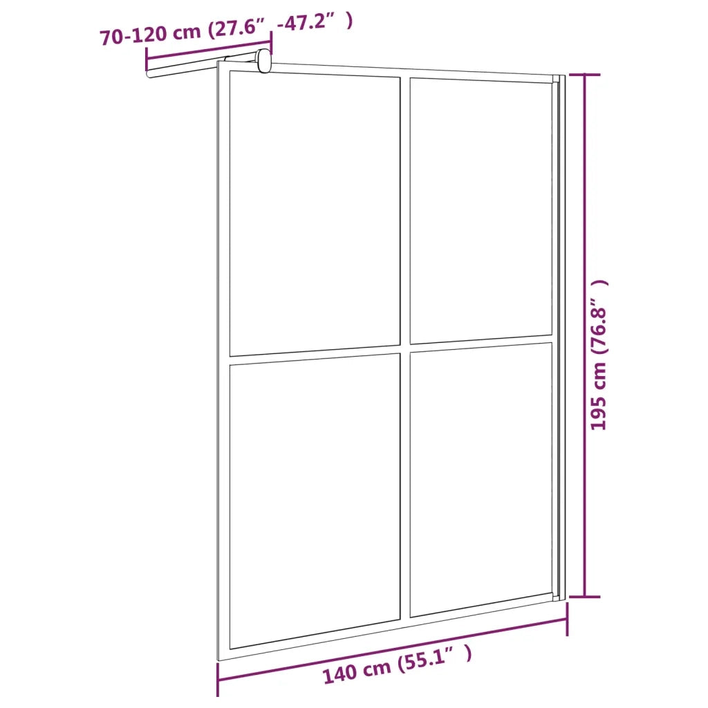Cabina Doccia 140x195 cm con Vetro Temperato Scuro CFW4028136