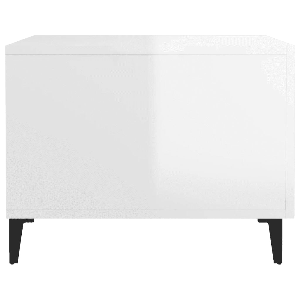 Tavolino Salotto con Gambe in Metallo Bianco Lucido 50x50x40cm 812738